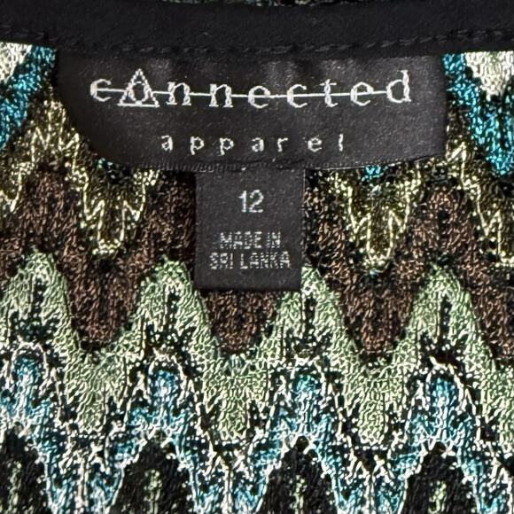 Connected Apparel Dress Women's 12 Multicolor Herringbone Abstract Sheer Knit - Picture 5 of 8